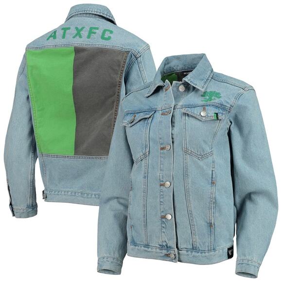 ATXFC Austin FC Texas Jean Jacket Women XS Soccer Sporty Streetwear MLS NEW $149 - Picture 1 of 12